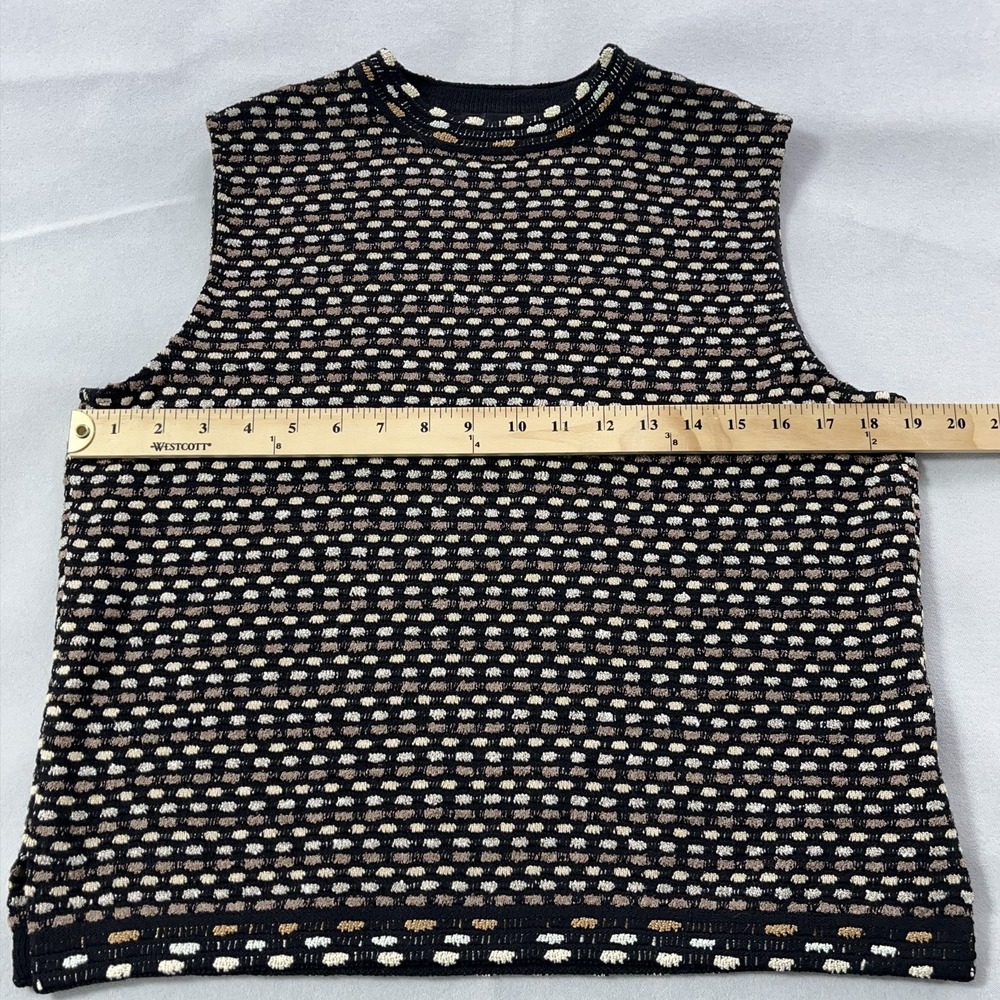 St John Knit Top Women Medium Brown Textured Sleeveless Mock Neck Tank USA - Picture 9 of 12